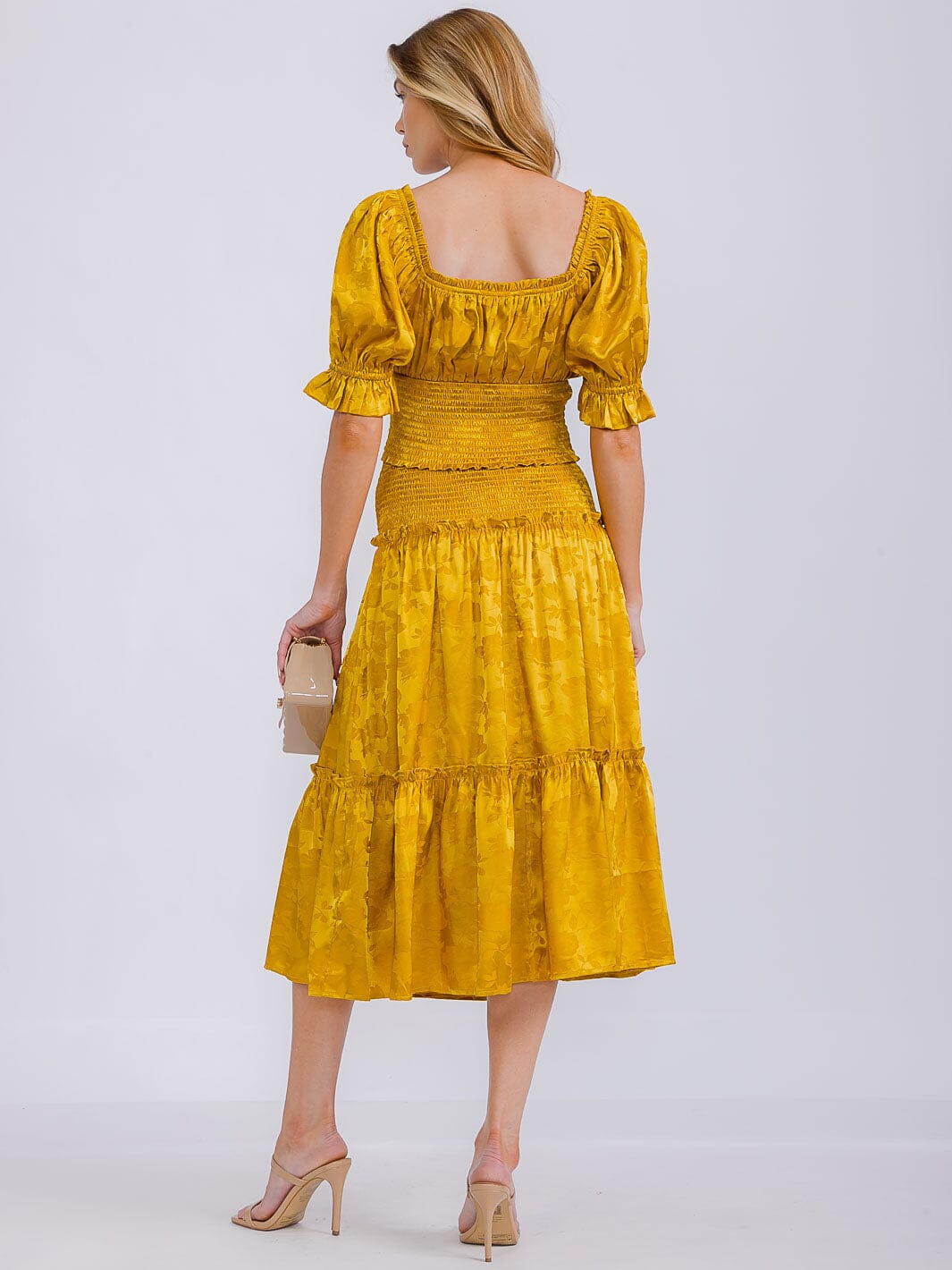 WOMEN'S SHORT SLEEVE SURPLICE TOP & ELASTIC WAIST MIDI SKIRT FLORAL 2PC. SET