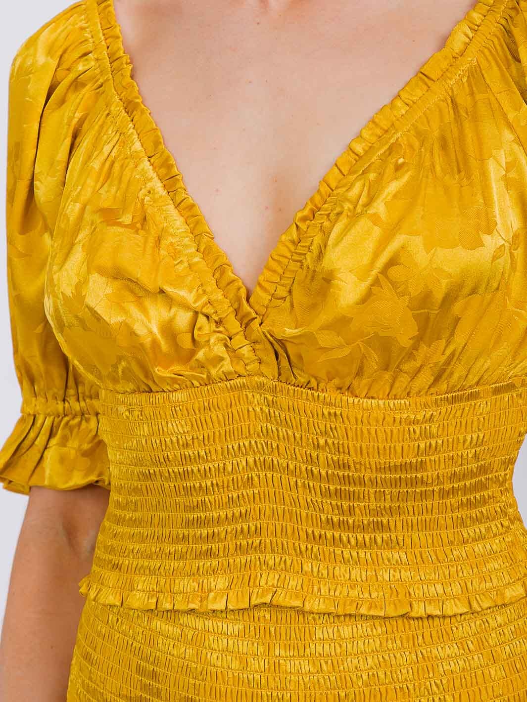 WOMEN'S SHORT SLEEVE SURPLICE TOP & ELASTIC WAIST MIDI SKIRT FLORAL 2PC. SET