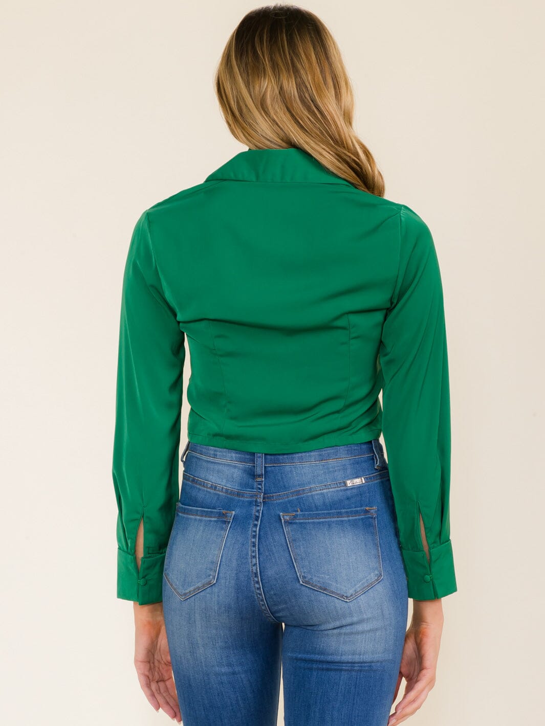 WOMEN'S LONG SLEEVE BUTTON UP COLLAR REMOVABLE SCRAF BLOUSE