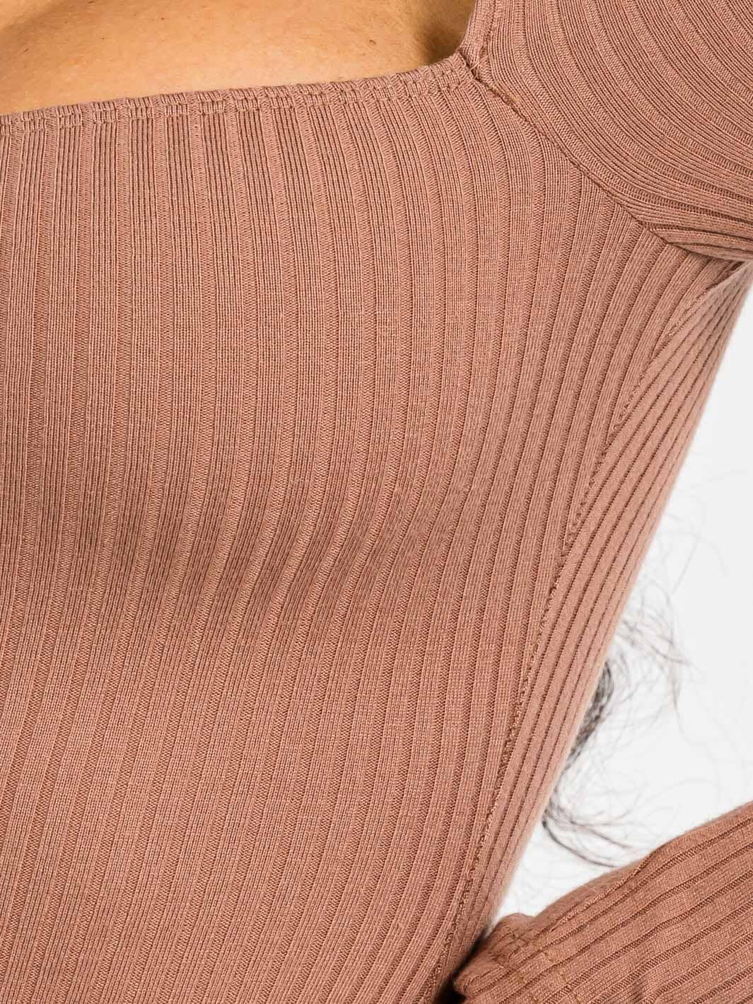 WOMEN'S LONG SLEEVE SQUARE NECK BODYCON RIBBED MINI DRESS