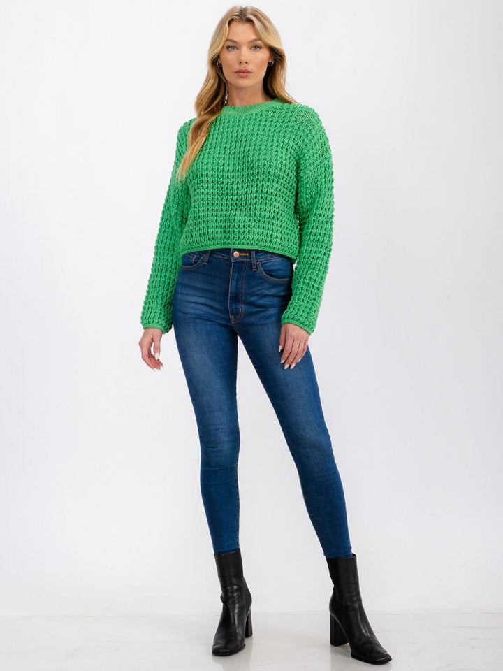 WOMEN'S LONG SLEEVE KNIT PULLOVER SWEATER