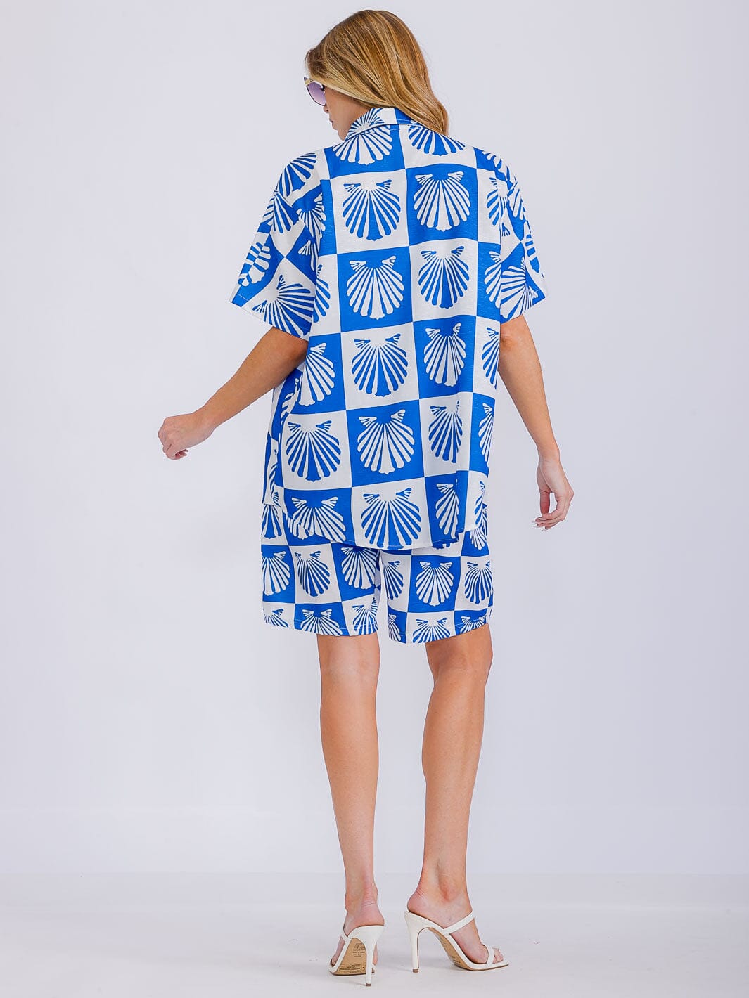 WOMEN'S SHORT SLEEVE BLOUSE & ELASTIC WAIST SHORTS PRINTED 2PC. SET