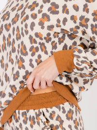 WOMEN'S ELASTIC WAIST FRONT POCKETS ANIMAL PRINT JOGGER PANTS