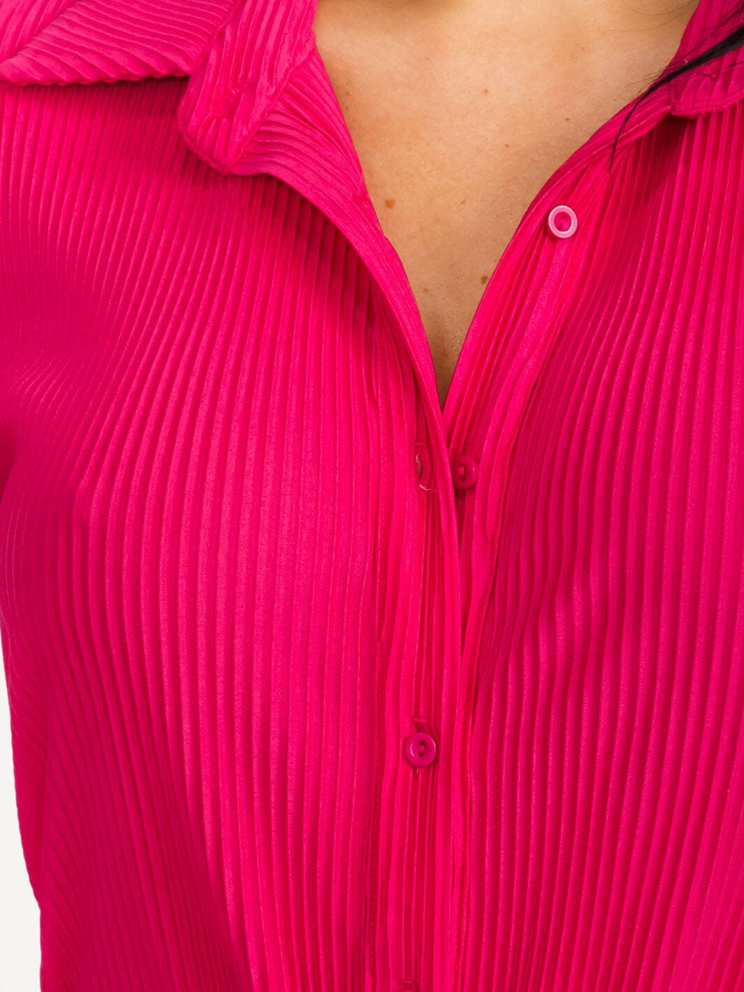 WOMEN'S LONG SLEEVE SELF TIE BUTTON UP PLEATED MINI DRESS