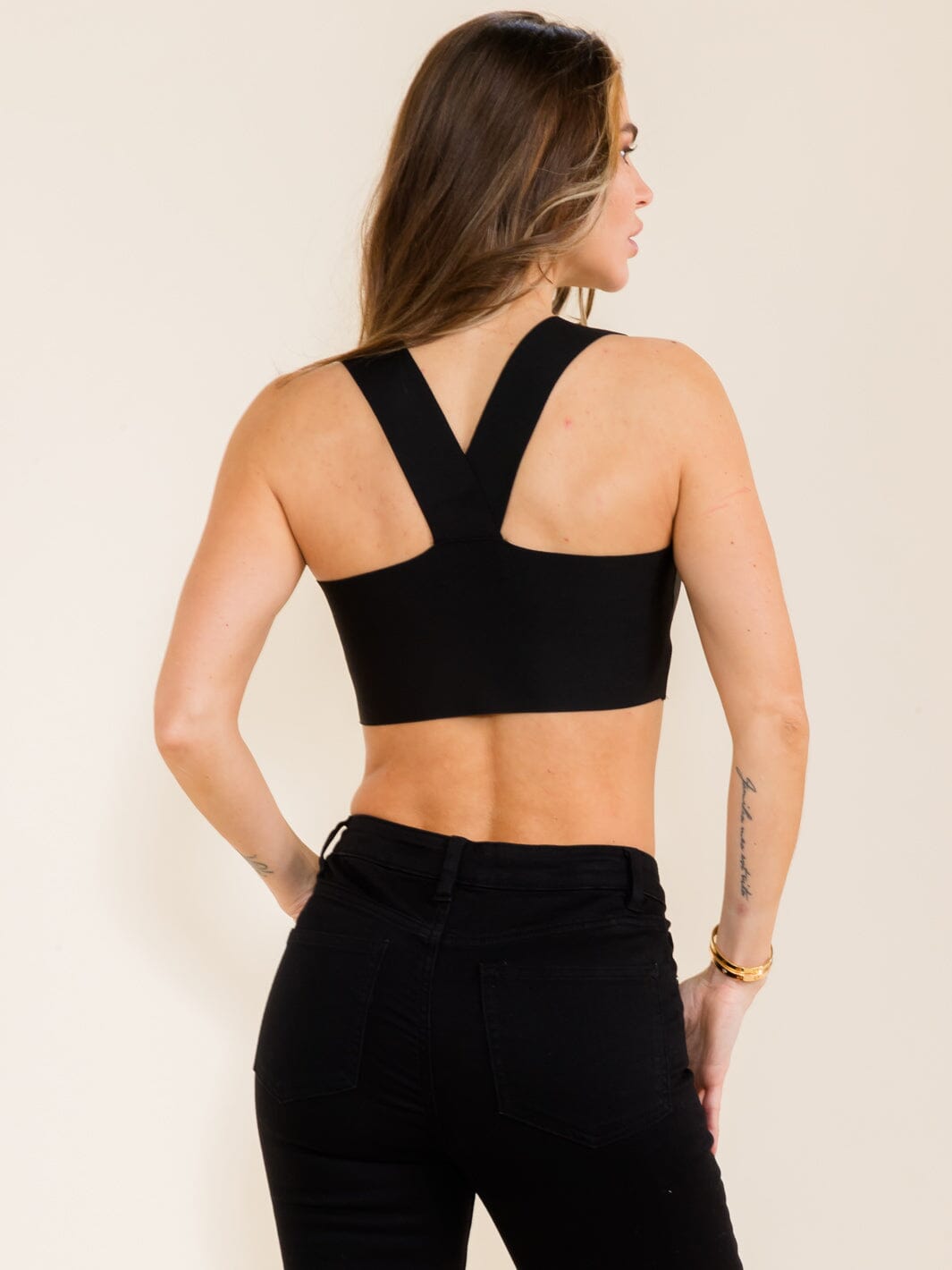 WOMEN'S SLEEVELESS SQUARE NECK BANDGAGE CROP TOP