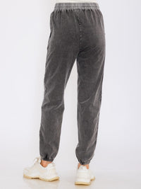 WOMEN'S ELASTIC WAIST FRONT POCKETS JOGGER PANTS