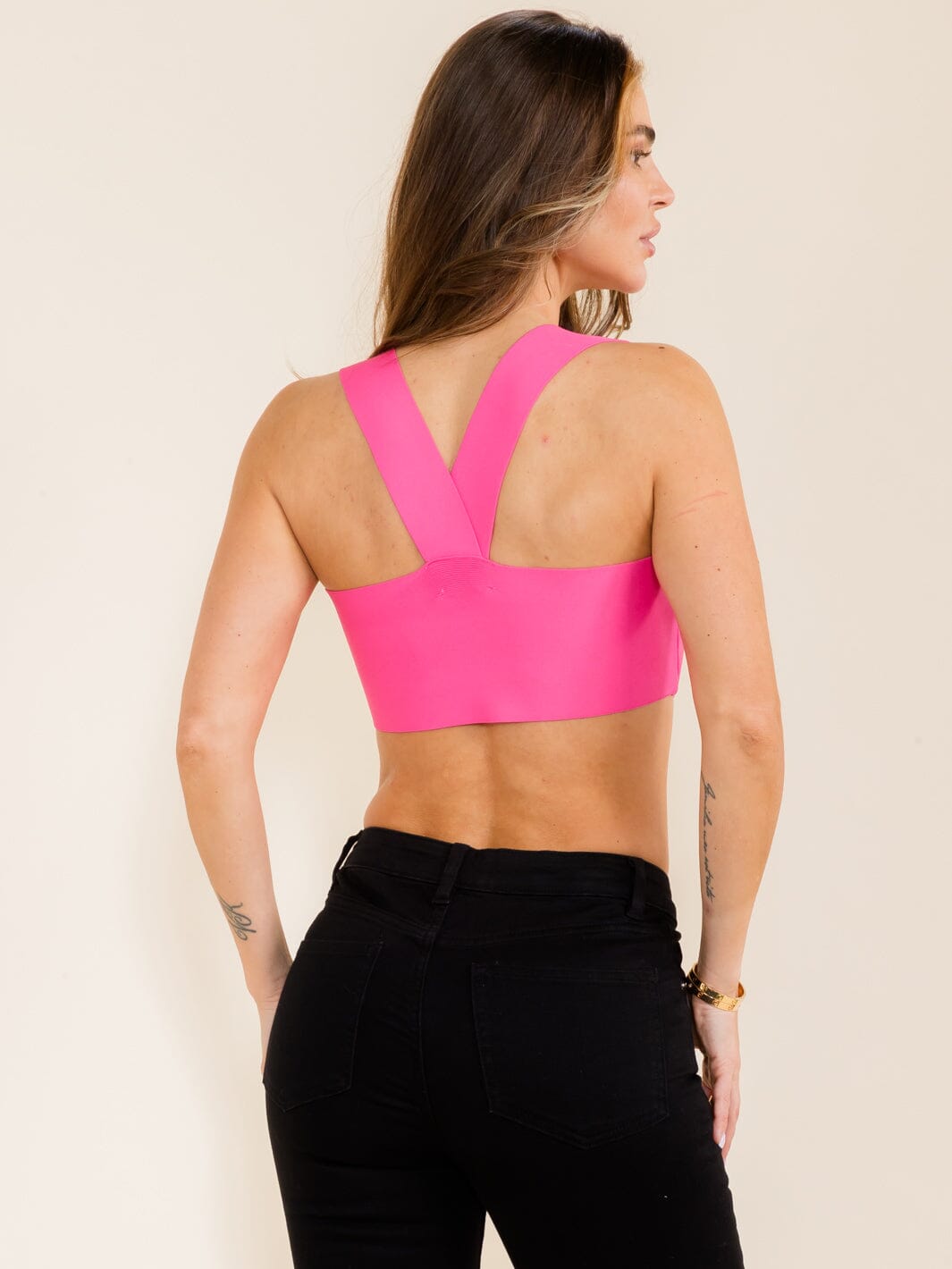 WOMEN'S SLEEVELESS SQUARE NECK BANDGAGE CROP TOP