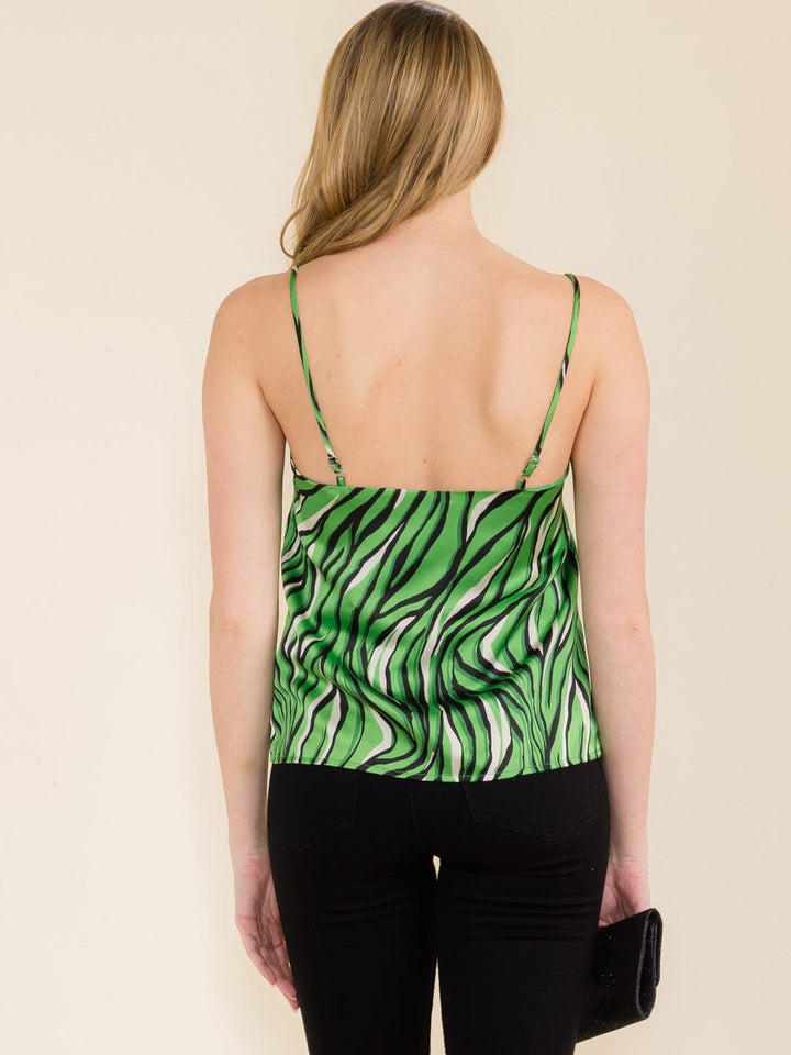 WOMEN'S SLEEVELESS OPEN BACK ZEBRA PRINT TANK TOP