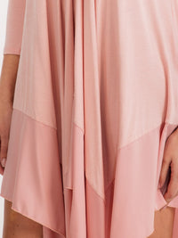 WOMEN'S LONG SLEEVE V-NECK TUNIC HIGH LOW MIDI DRESS