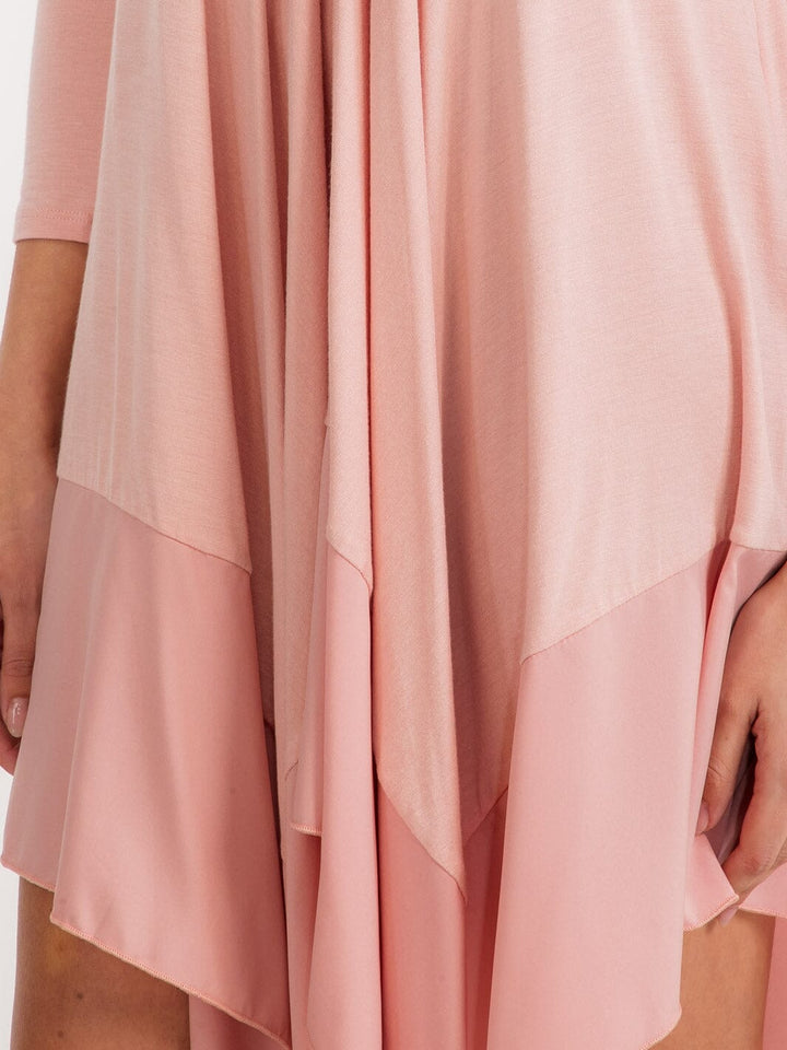 WOMEN'S LONG SLEEVE V-NECK TUNIC HIGH LOW MIDI DRESS