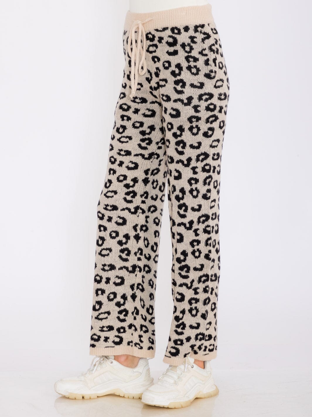 WOMEN'S ELASTIC WAIST FRONT POCKETS WIDE LEG ANIMAL PRINT PANTS