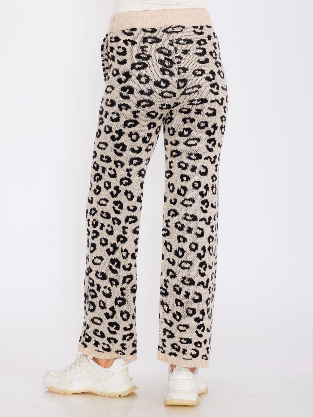 WOMEN'S ELASTIC WAIST FRONT POCKETS WIDE LEG ANIMAL PRINT PANTS