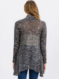 WOMEN'S LONG SLEEVE OPEN FRONT DETAILED POCKETS CARDIGAN