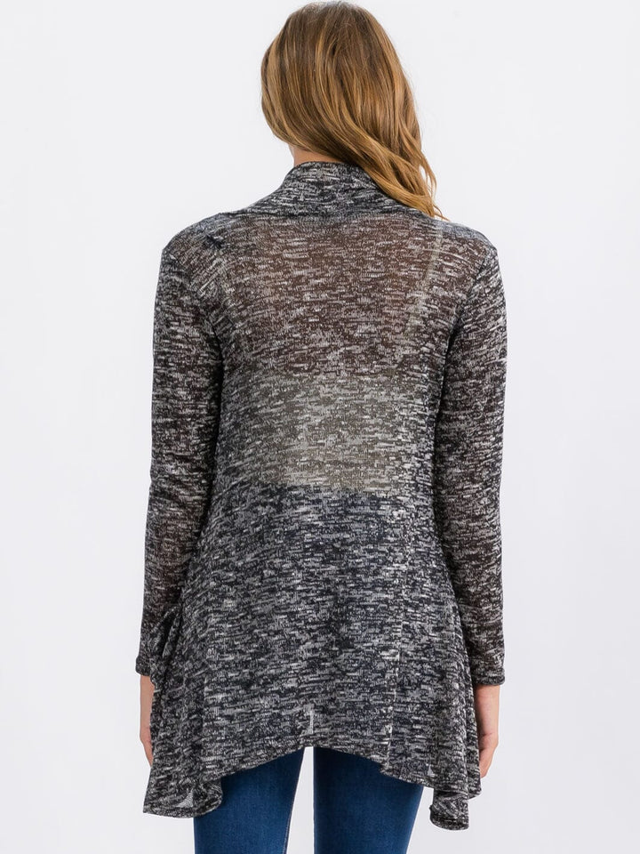 WOMEN'S LONG SLEEVE OPEN FRONT DETAILED POCKETS CARDIGAN