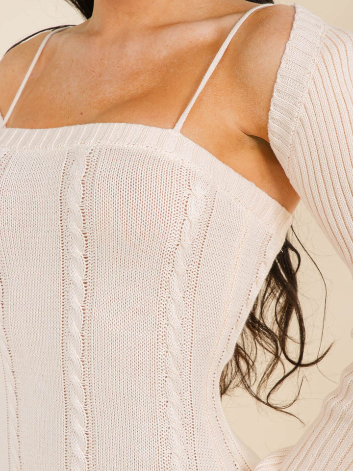 WOMEN'S SLEEVELESS BODYCON MINI DRESS WITH LONG SLEEVE BOLERO