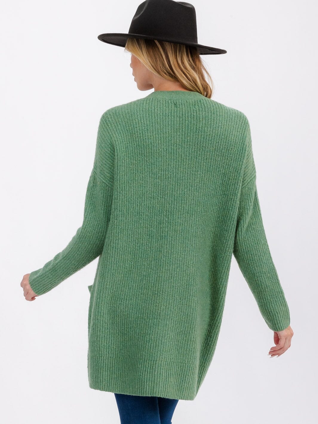 WOMEN'S LONG SLEEVE OPEN FRONT POCKETS CARDIGAN