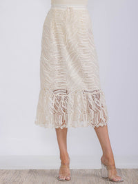 WOMEN'S ADJUSTABLE WAIST CROCHET MIDI SKIRT
