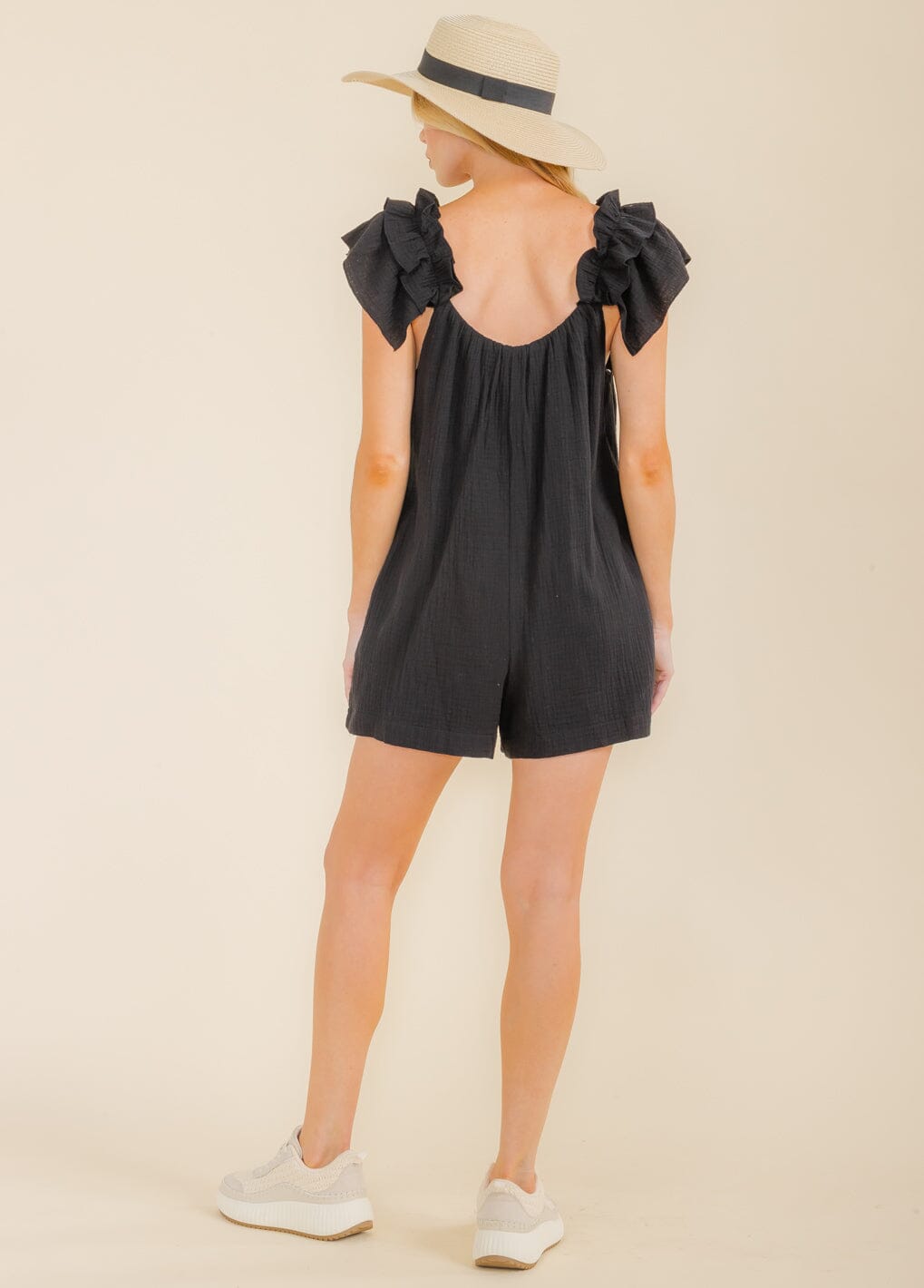 WOMEN'S SLEEVELESS FRONT POCKETS ROMPER
