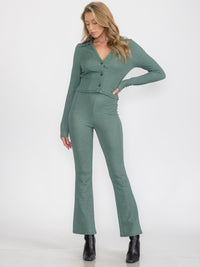 WOMEN'S LONG SLEEVE BUTTON UP TOP
