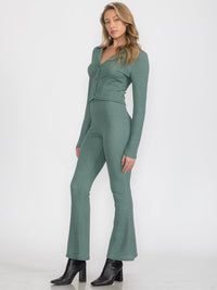WOMEN'S ELASTIC WAIST BELL LEG PANTS