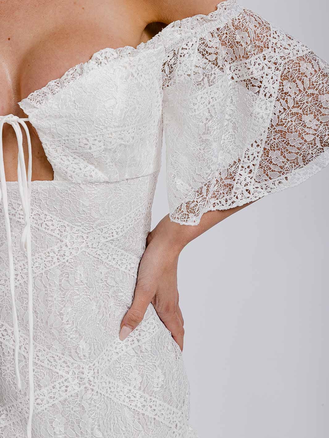 WOMEN'S OFF SHOULDER LACE BODYCON MINI DRESS