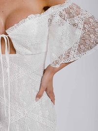WOMEN'S OFF SHOULDER LACE BODYCON MINI DRESS