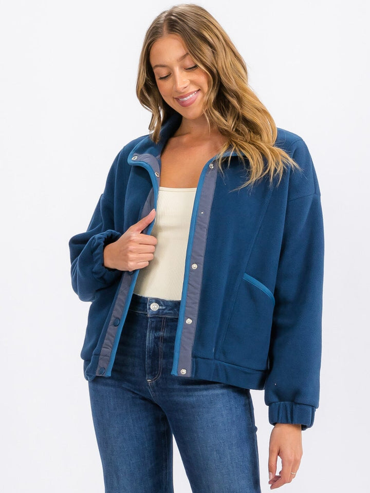 WOMEN'S LONG SLEEVE BUTTON UP FRONT POCKETS JACKET