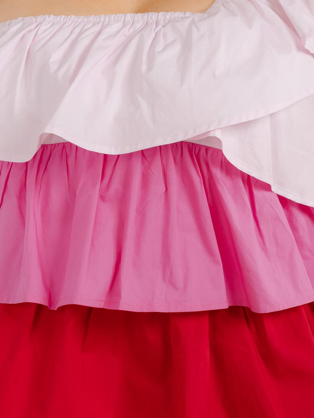 PLUS SIZE ONE SHOULDER SLEEVELES TIERED COLORBLOCK TOP