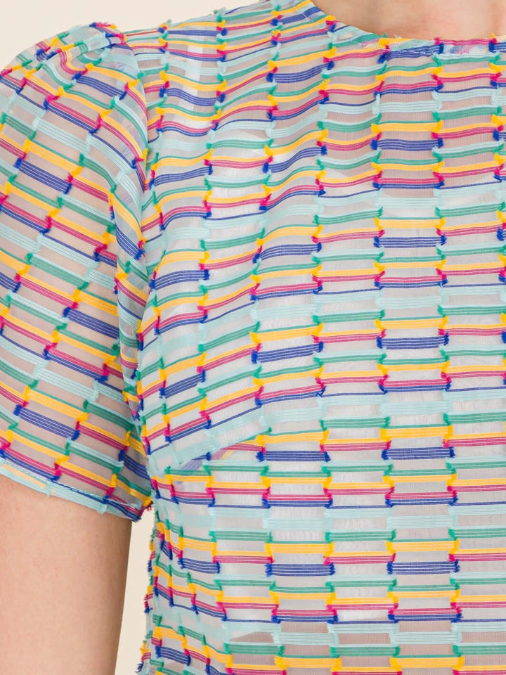 WOMEN'S SHORT SLEEVE MULTI COLOR CROP TOP