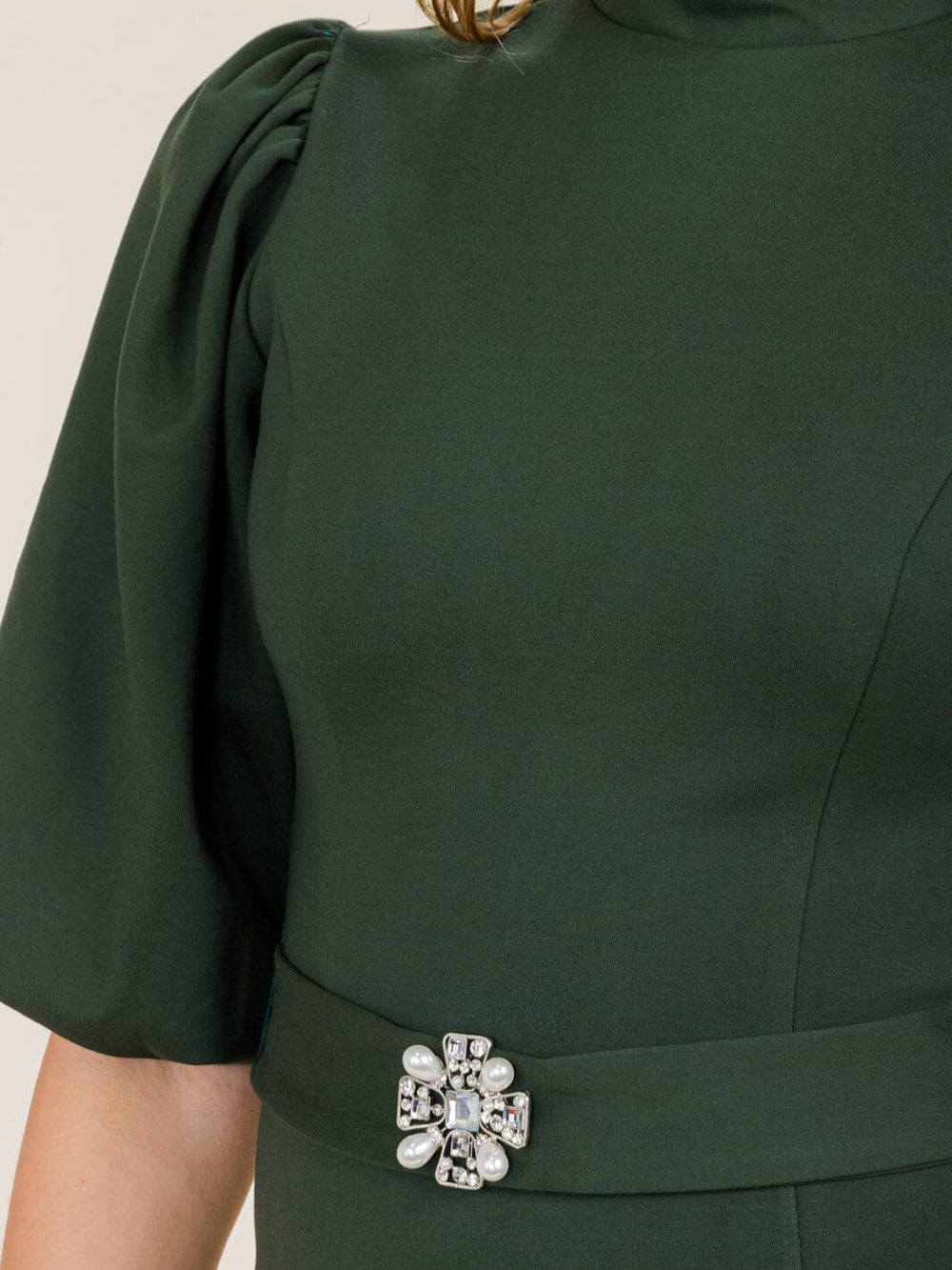 WOMEN'S SHORT PUFF SLEEVE BELTED BODYCON MINI DRESS