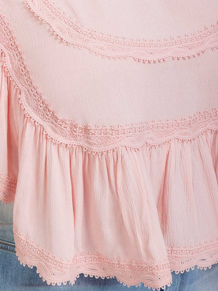 PLUS SIZE SHORT SLEEVE RUFFLE PEPLUM BLOUSE