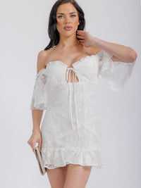 WOMEN'S OFF SHOULDER LACE BODYCON MINI DRESS