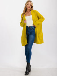 WOMEN'S LONG SLEEVE OPEN FRONT POCKETS CARDIGAN