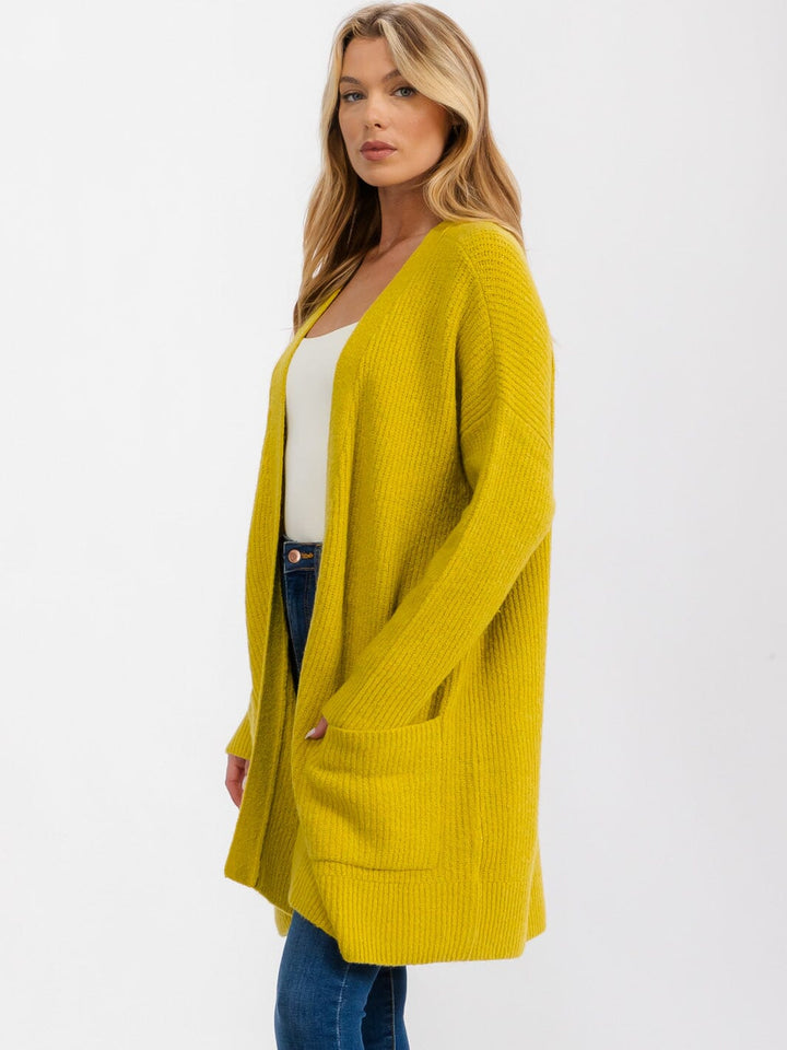 WOMEN'S LONG SLEEVE OPEN FRONT POCKETS CARDIGAN