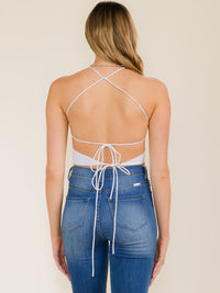 WOMEN'S SLEEVELESS V-NECK OPEN BACK CROP TOP