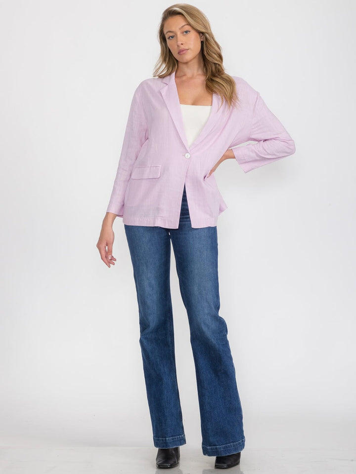 WOMEN'S LONG SLEEVE BUTTON CLOSURE FRONT POCKETS BLAZER