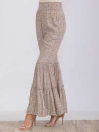 WOMEN'S ELASTIC WAIST FRONT POCKETS MULTI PRINT PALAZZO PANTS