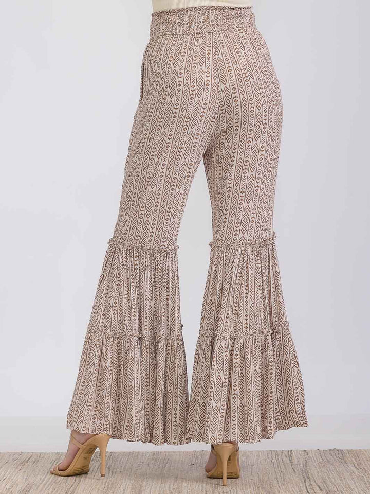 WOMEN'S ELASTIC WAIST FRONT POCKETS MULTI PRINT PALAZZO PANTS