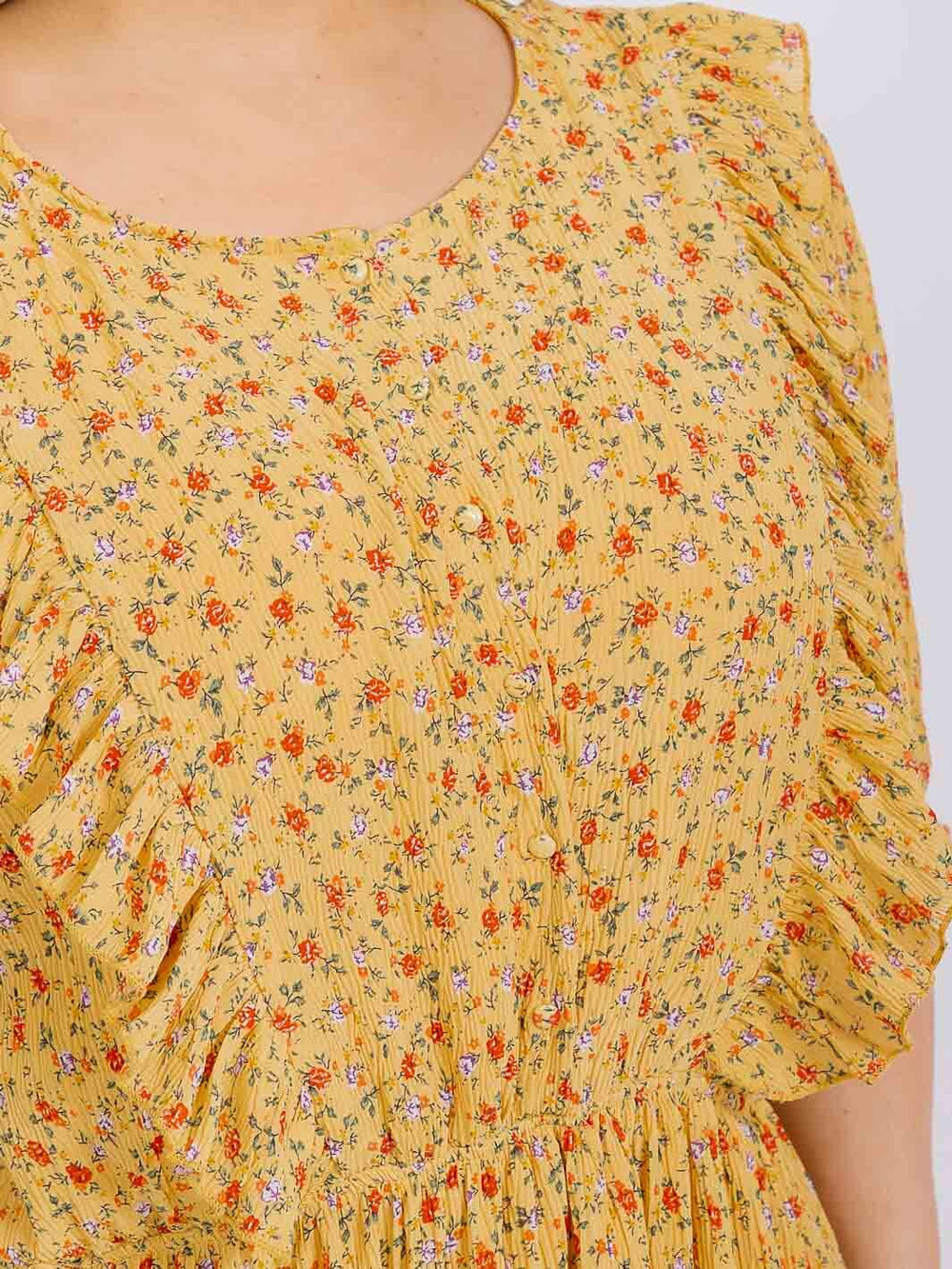 PLUS SIZE SHORT SLEEVE DISTY PRINT MAXI DRESS