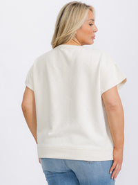 PLUS SIZE SHORT SLEEVE SEQUINS GRAPHIC TOP