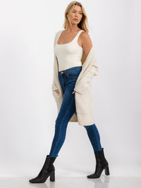 WOMEN'S LONG SLEEVE OPEN FRONT POCKETS CARDIGAN