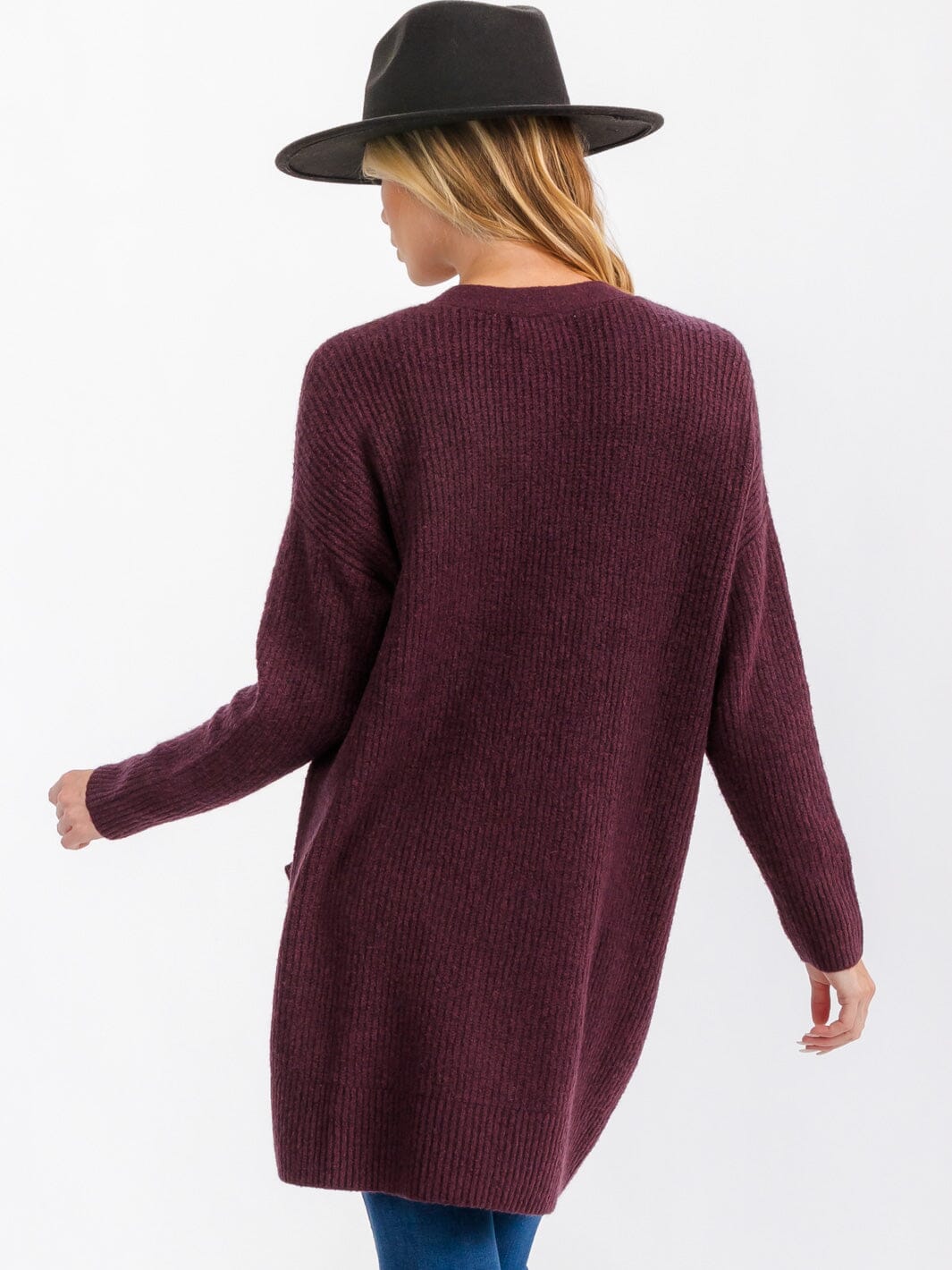 WOMEN'S LONG SLEEVE OPEN FRONT POCKETS CARDIGAN