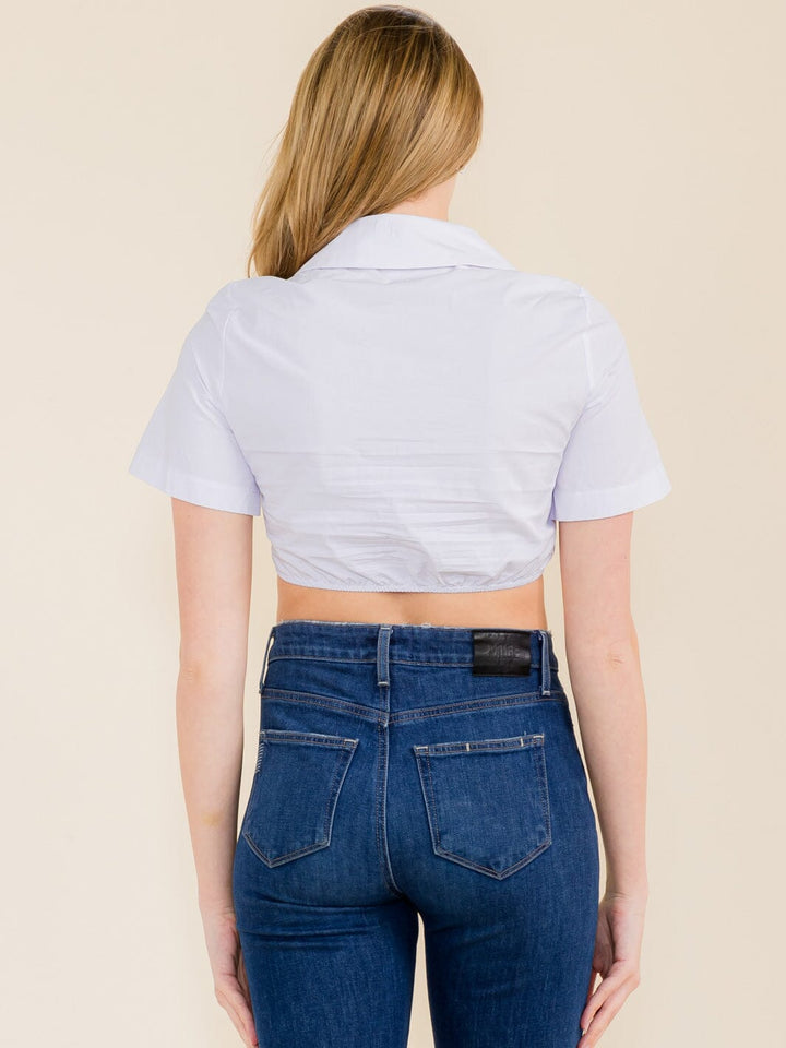 WOMEN'S SHORT SLEEVE V-NECK CROP TOP