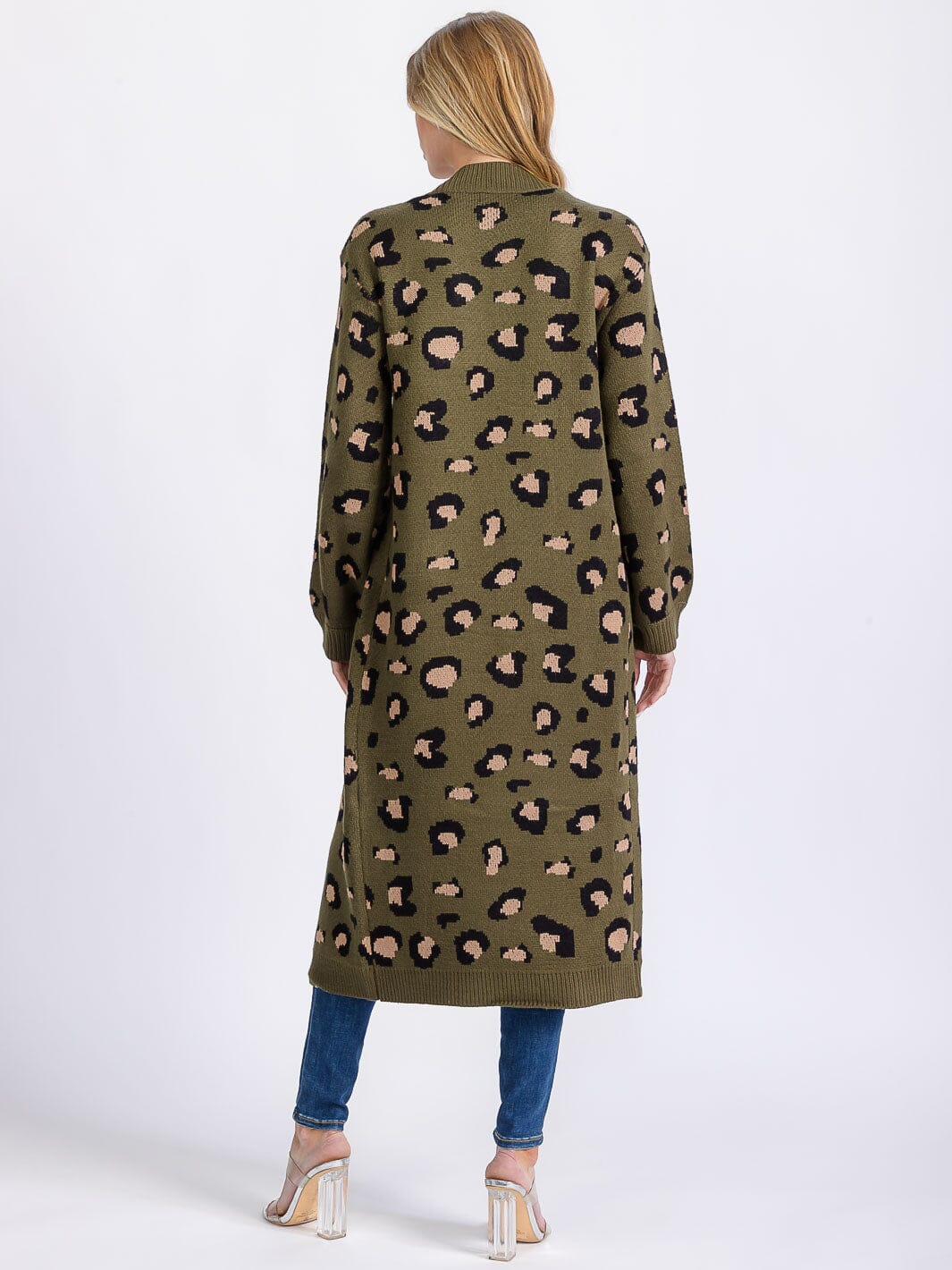 WOMEN'S LONG SLEEVE OPEN FRONT ANIMAL PRINT CARDIGAN