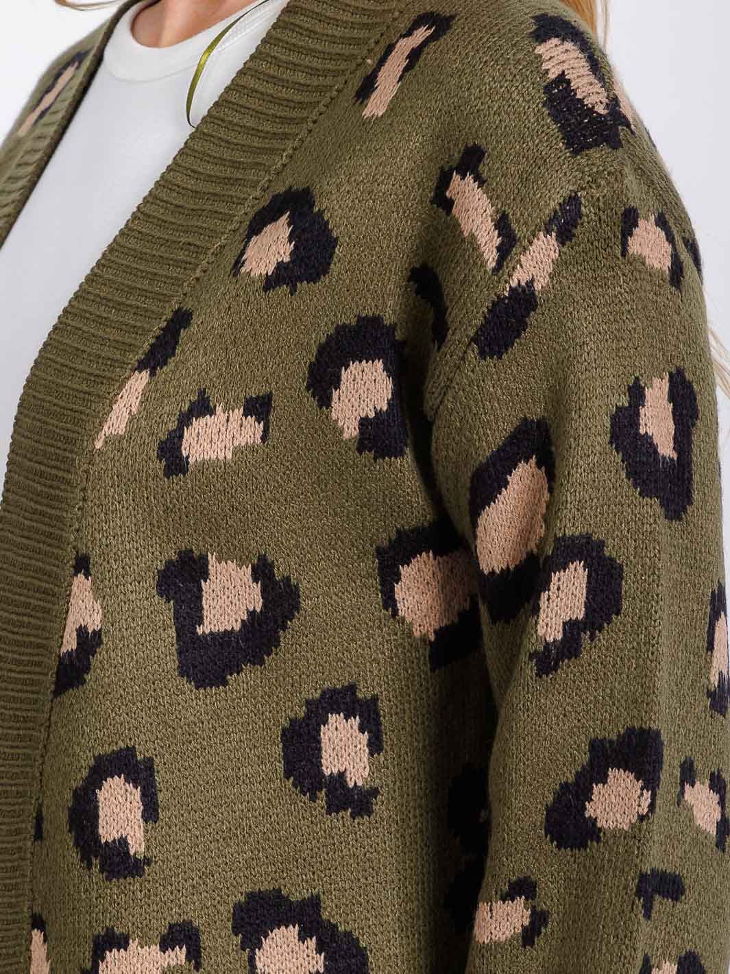 WOMEN'S LONG SLEEVE OPEN FRONT ANIMAL PRINT CARDIGAN