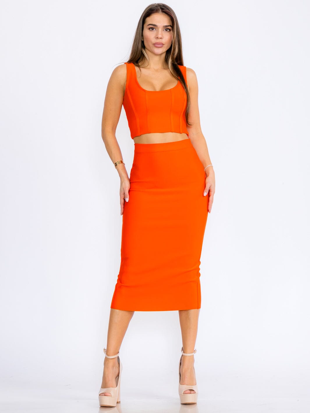 WOMEN'S SLEEVELESS SQUARE NECK BANDAGE CROP TOP