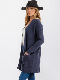 WOMEN'S LONG SLEEVE OPEN FRONT POCKETS CARDIGAN