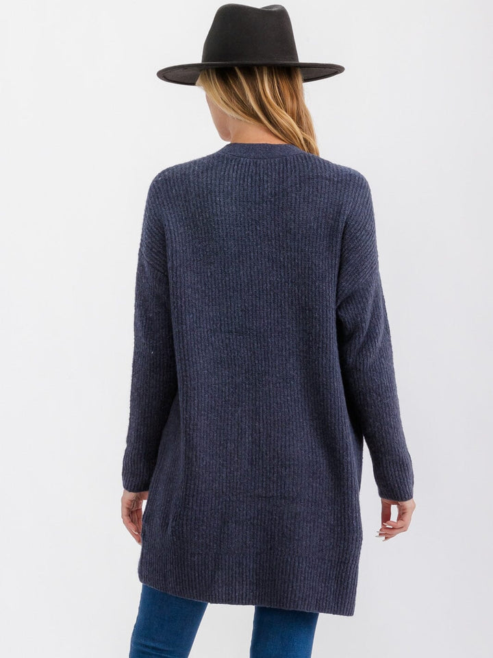 WOMEN'S LONG SLEEVE OPEN FRONT POCKETS CARDIGAN