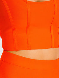 WOMEN'S SLEEVELESS SQUARE NECK BANDAGE CROP TOP