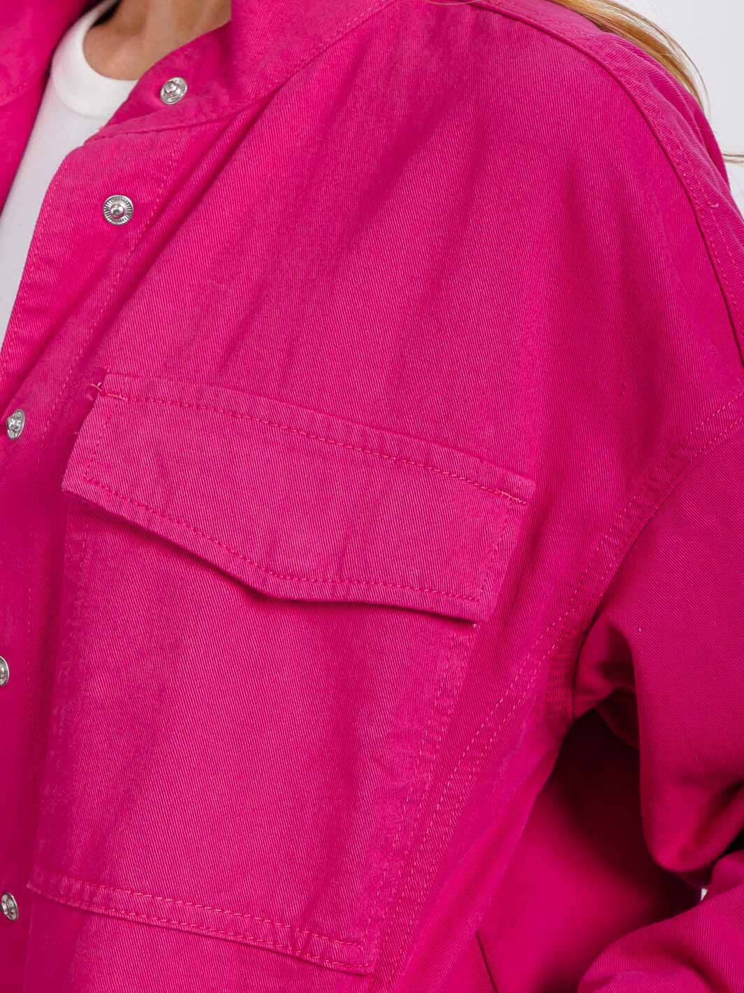 WOMEN'S LONG SLEEVE BUTTON CLOSURE FRONT POCKETS DENIM JACKET